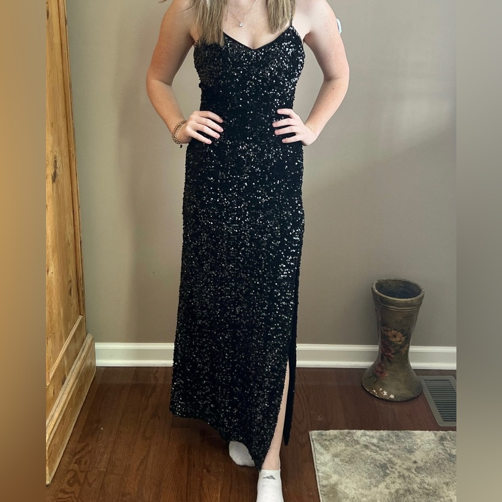 Black Sequined Long Dress